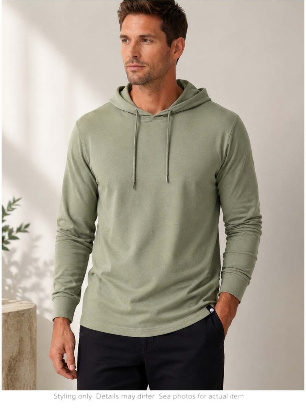 Sage Hoodie Supima Cotton Lightweight Quiet Luxury NWT